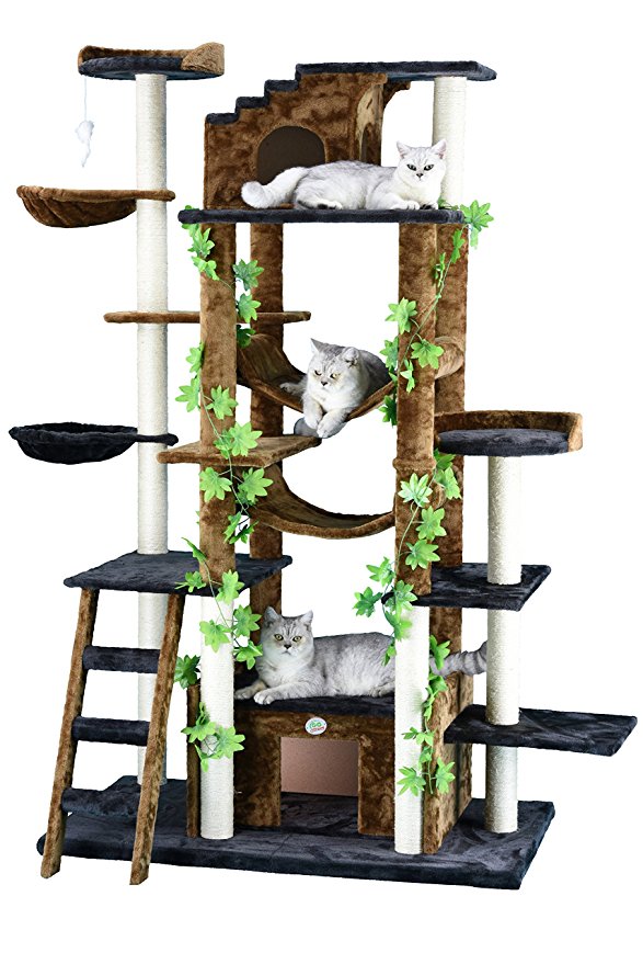 Go Pet Club F2090 77-Inch  Cat Tree Condo Furniture, Brown/Black