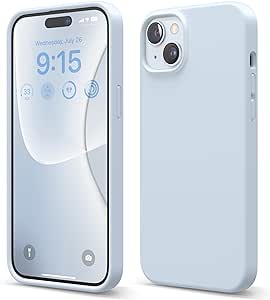 elago Compatible with iPhone 15 Plus Case, Liquid Silicone Case, Full Body Protective Cover, Shockproof, Slim Phone Case, Anti-Scratch Soft Microfiber Lining, 6.7 inch (Light Blue)