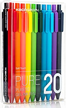 KACO Soft Touch Retractable Gel Ink Pens 0.5mm Fine Point (20 Colors)