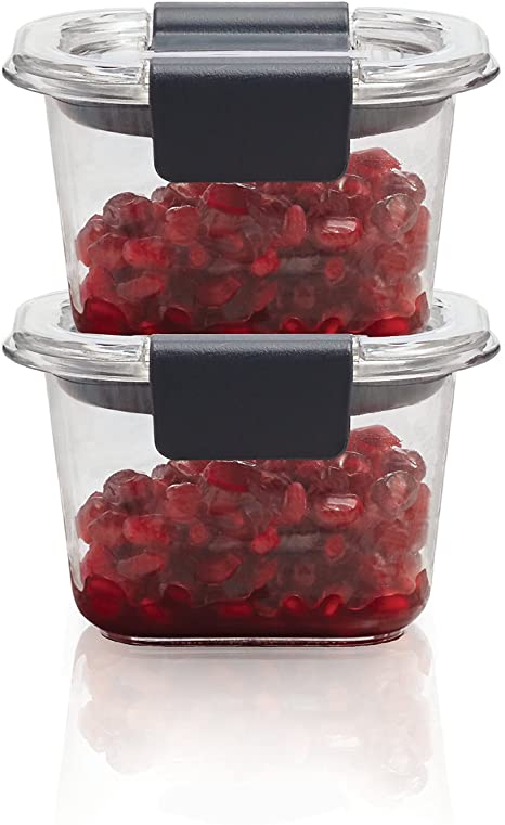 Rubbermaid 1978897 Brilliance Food Storage Container, BPA-Free Plastic, 0.5 Cup, 4-Piece, Clear, Mini