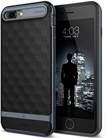 iPhone 7 Plus Case, Caseology [Parallax Series] Modern Slim Geometric Design [Black / Deep Blue] [Textured Grip] for Apple iPhone 7 Plus (2016)