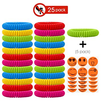 Proteove Mosquito Repellent Bracelets, Natural Waterproof Wristband, Bug & Insect Protection for Kids,Toddler & Adults.Pack of 25 with 5 Sheet Mosquito Repellent Stickers