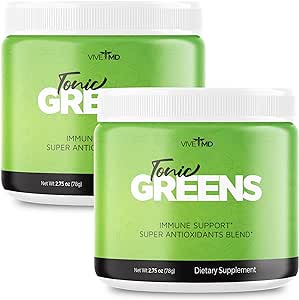 Tonic Greens Powder Vitamin Boost Supplement Official Formula - Natural Green Blend Energy Supplement Extra Strength - BCAA L-Glutamine Vitamin B6, Revolutionary Energy Fix Solution Reviews (2 Pack)