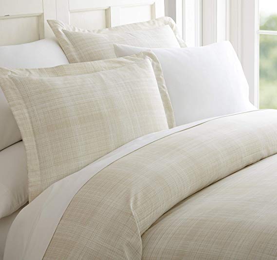 CELINE LINEN Luxury Silky Soft Coziest 1500 Thread Count Egyptian Quality 3-Piece Duvet Cover Set |Thatch Pattern| Wrinkle Free, 100% Hypoallergenic, King/California King, Cream