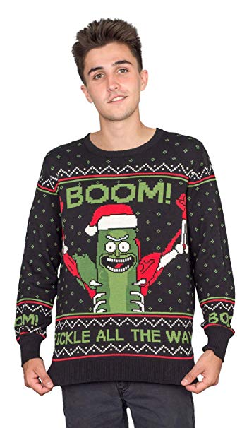 Ripple Junction Rick and Morty Boom! PickleRick Adult Ugly Christmas Sweater