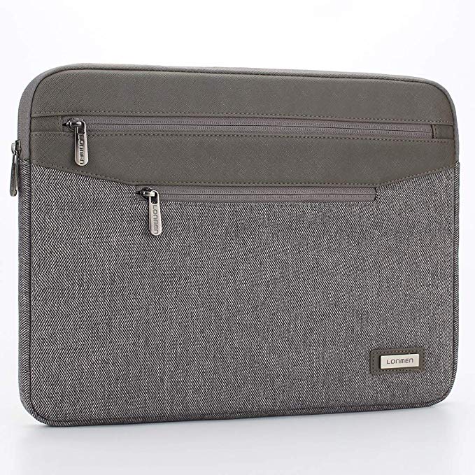 LONMEN 14 inch Laptop Sleeve Protective Shockproof Case Cover for Most 14" Lenovo/Dell/Toshiba/HP/ASUS/Acer Chromebook Notebook Carrying Bag with Back Handle,Grey