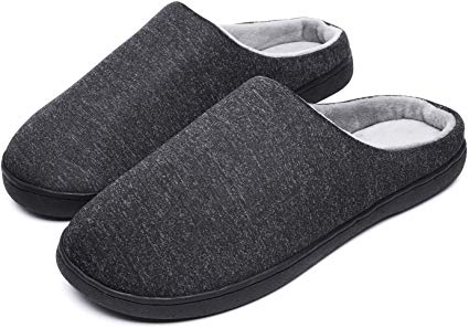 iParaAiluRy House Slippers for Men Fleece Lined Indoor Warm Slippers with Anti-Skid Rubber Sole