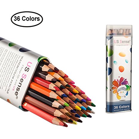Colored Pencils Watercolor Coloring Pencils 36 Art Supplies Premium Drawing Pencil set for Adults Coloring Book by US Sense