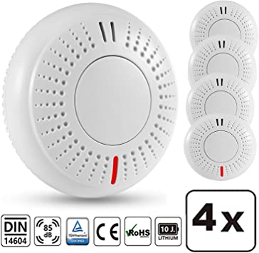 Smoke Alarms with 10 Years Battery Life, Sendowtek EN14604 CE/Rosh Certified Smoke Detector Fire Alarm Photoelectric Sensor with 85dB Loud Voice for Home/Bedroom/Office/Garage(4pcs)