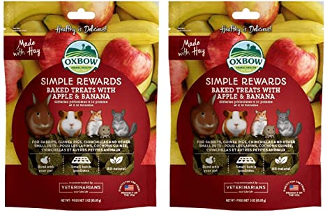 Oxbow Simple Rewards Baked Treats - Apple & Banana - 4oz (2 Pack) (Тwo Рack)