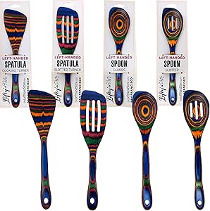 Lefty’s Left Handed Spatula Set of 4-2 Spatulas, 2 Spoons - Great for Cooking, Flipping, Turning Food, General Purpose Kitchen Utensils - Gifts for Left-Handed People, Lefty, Adults, Chefs, Women