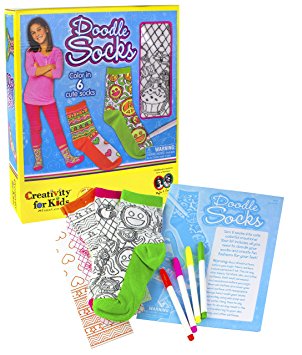 Creativity for Kids Doodle Socks – 3 Pairs of Socks to Color – Teaches Beneficial Skills – On Size Fits Most – For Ages 7 and Up