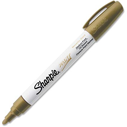 Sharpie Oil-Based Paint Marker, Medium Point, Metallic Gold, 1 Count - Great for Rock Painting