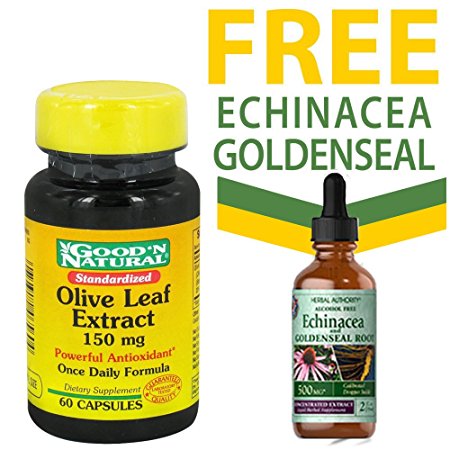 Good N’ Natural Olive Leaf Extract   FREE Echinacea Goldenseal Drops (Alcohol Free - 1 oz.)