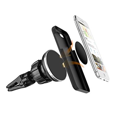 LUXMO PREMIUM Car Phone Mount, Universal Air Vent Magnetic Car Mount Phone Holder for Cell Phones and Mini Tablets with Twist Lock and 360° Rotation (Black)