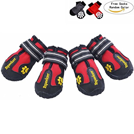 Waterproof Dog Boots with Reflective Velcro and Anti-Slip Sole for Medium to Large Dogs