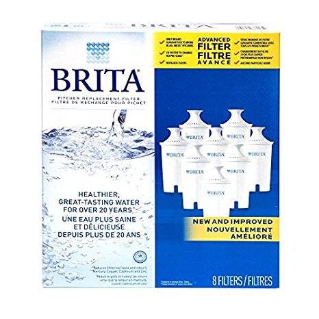 Brita Water Filter Pitcher Advanced Replacement Filters, 8 Count