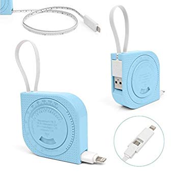 Styqeen Retractable 2 in 1 Micro USB Charging Cable | Portable, Compact, Tangle Free, Flexible Cord with Strong Connectors| Fast Charging, Data Synch | for Smartphones, iPhones & Others (Blue)