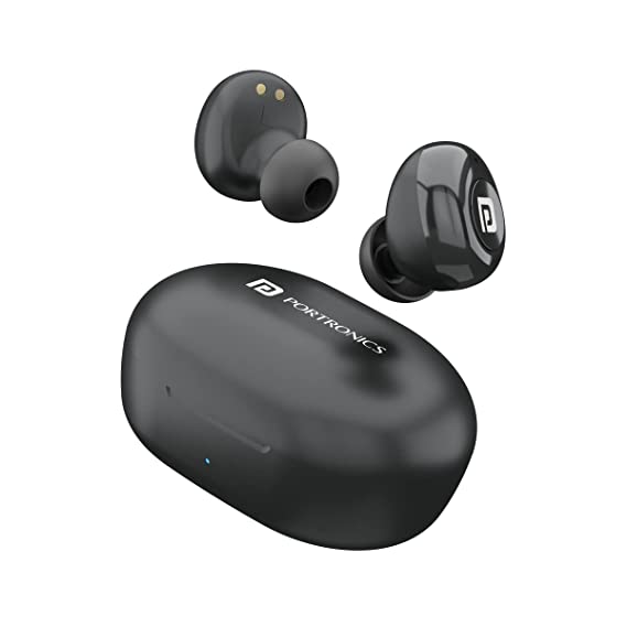 Portronics Harmonics Twins S3 Smart TWS Bluetooth 5.2 Earbuds with 20 Hrs Playtime, 8 MM Drivers, Lightweight Earbuds(Black)