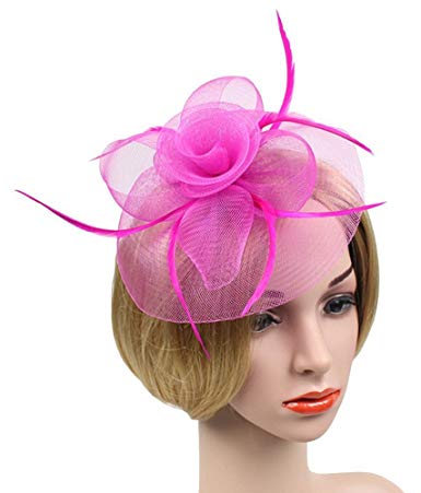 Urban CoCo Women's Vintage Flower Feather Mesh Net Fascinator Hair Clip Hat Party Wedding