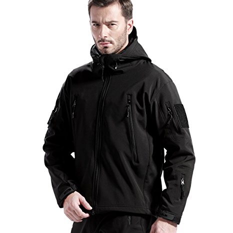 FREE SOLDIER Men's Jackets Outdoor Waterproof Softshell Hooded Tactical Jacket