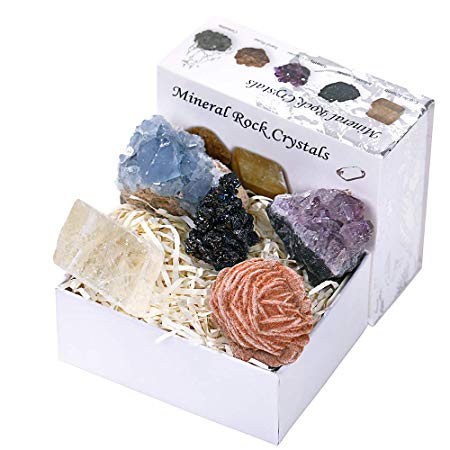 CXD-GEM Mineral Rock Crystals Gift Box Gemstone Healing Energy Stone Collection - Irregular Shape Stone Specimen(Set B)