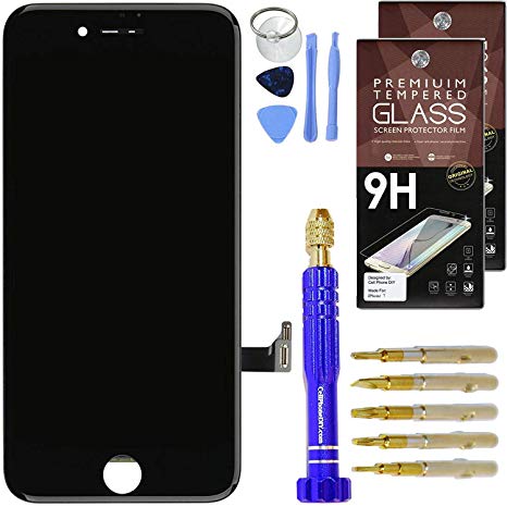 Cell Phone DIY iPhone 7 Screen Replacement 4.7" Black, LCD Touch Screen Digitizer Assembly Set   Premium Glass Screen Protector   Free Repair Tool Kit