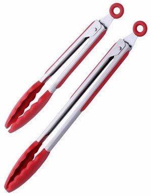 Kitchen Tongs (Red) : 9 Inch & 12 Inch Silicone Tongs NOW WITH A BONUS RECIPE E-BOOK FROM UMAMI GIRL