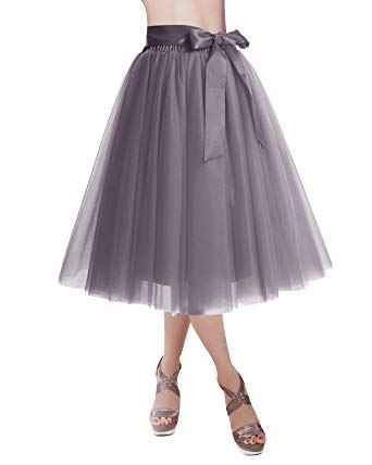 DRESSTELLS Knee Length Tulle Skirt Tutu Skirt Evening Party Gown Prom Formal Skirts