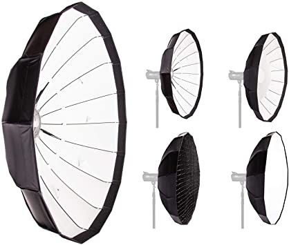 Portable Softbox Easy Open White Soft Umbrella Softbox Fit for Speedlites Strobes Bowen S-Type Foldable Softbox with Honeycomb Grid 16 Metal Rods Metal Beauty Dish, Great for Photo Video Photography