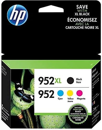 HP 952XL Black High-Yield & 952 Cyan Magenta Yellow Ink Cartridges 4-Pack N9K28AN