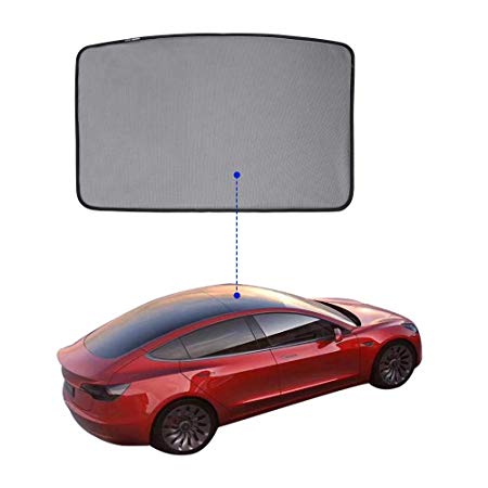 TOPlight Tesla Model 3 Glass Roof Mesh Sunshade/Overhead Roof Sunshade Auto Sunshade, Custom-Fit Roof Window Sunshades Compatible Tesla Model for Tesla Model 3 (1 Front of Set, Black)