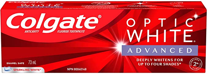 Colgate Optic White Advanced Teeth Whitening Toothpaste, Sparkling White – 73 mL