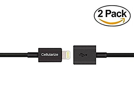 Lightning Extension Cable (2 Pack, 3 foot black) for iPhone 6, 6S, Plus, 7; Pass Video, Data, Audio Through Male to Female 8-Pin Cable. Dock Connector Extender Extension Cable for Lightning …