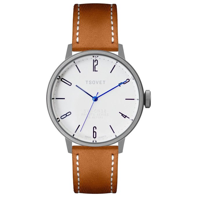 Tsovet Men's 38MM Watch with Leather Band, Brown, One Size