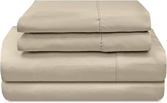 Veratex Supreme Sateen Collection 800 Thread Count 100% Egyptian Cotton Sateen Solid Designed 4 Piece Bedroom Sheet Set, Full Size, Stone