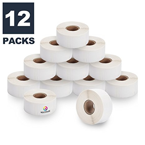NEXTPAGE Compatible Dymo 30332 Shipping Label Roll 1" x 1" (25.4mm25.4mm) 750 Labels Per Roll 12 Rolls