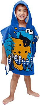 Jay Franco Sesame Street Cookie Monster Super Soft & Absorbent Kids Hooded Bath/Pool/Beach Towel - Fade Resistant Cotton Terry Towel, Measures 22 inch x 22 inch (Official Sesame Street Product)