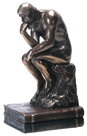 7.75 Inch The Thinker Nude Male Statue Figurine, Bronze Colored