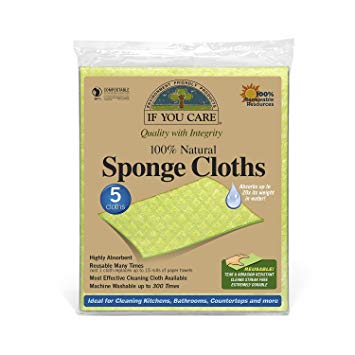 IF YOU CARE 100% Natural Sponge Cloths, 5 Count - Pack of 3
