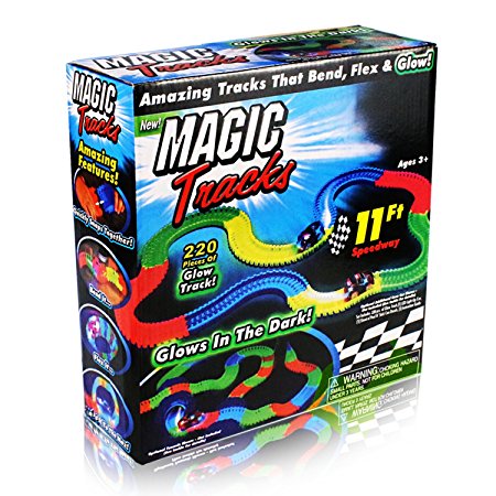 Race Track Glow in the Dark Race Car 220 Pieces Flexible Assembly Track Race Series by Mibote