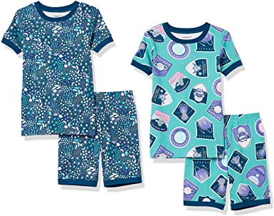 Amazon Essentials Girls' Snug-fit Cotton Pajamas Sleepwear Sets