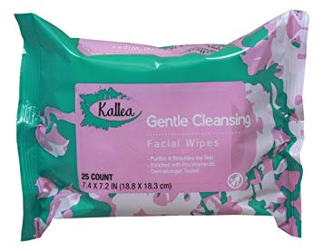 Kallea Sensitive Facial Cleansing Towelettes & Facial (Face) Wipes, 25 Count