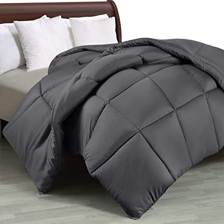 Utopia Bedding Comforter Duvet Insert - Quilted Comforter with Corner Tabs - Box Stitched Down Alternative Comforter (King, Grey)