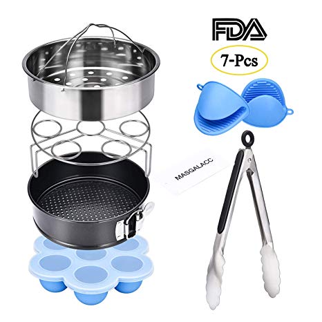 Instant Pot Accessories Set Fits 5,6,8Qt - with Vegetable Steamer Basket, Non-stick Springform Pan,Egg Steamer Rack, Egg Bites Molds,Kitchen Tongs, Silicone Cooking Pot Mitts Idea for Steamer Cookware