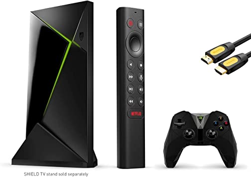 NVIDIA Shield TV PRO Android 4K HDR Streaming Media Player, High Performance, Compatible with Alexa, 2X USB, Gaming Edition with Remote Control, Shield Wireless Controller, w/ MT HDMI Cable