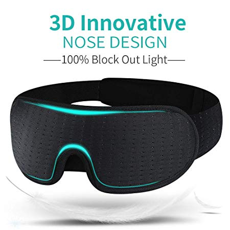 Sleep Mask for Women Men, Eye mask for Sleeping 3D Contoured Cup Blindfold with Breathable Memory Foam,100% Block Out Light,Soft Comfort Eye Shade Cover for Yoga Meditation (3D Black)