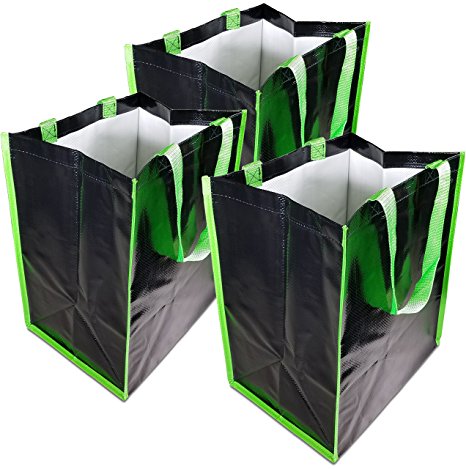Reusable Grocery Bags 3-PACK Extra Heavy Duty 60-Pound Capacity Shopping Tote Bag with Strong Nylon Handles 12.5 L X 9W X 15H Inches