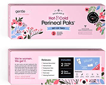 Gentlepack Reusable Perineal Ice & Heat Packs with Washable Sleeves for Postpartum, Pregnancy & Hemorrhoid Pain Relief, Multi Use Kids, Children, Muscle, Migraine, Groin, Vaginal Discomfort (2)
