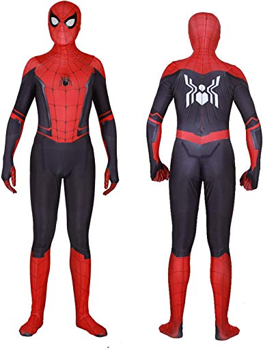 Silica Gel Spider Logo Unisex Lycra Spandex Zentai Halloween 2019 New far from Home New Spiderman Cosplay Costumes Adult/Kids